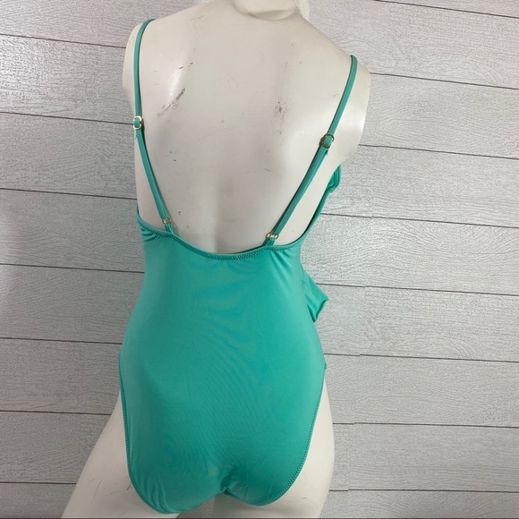 10 TRINA TURK Key Solids Ruffle One Piece Swimsuit - Picture 5 of 5